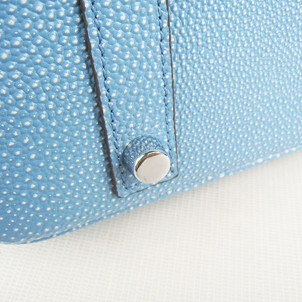 High Quality Fake Hermes Birkin 35CM Pearl Veins Leather Bag Light Blue 6089 - Click Image to Close